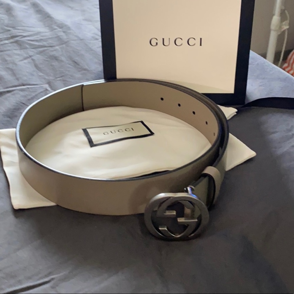 Authentic Gucci leather belt with interlocking G